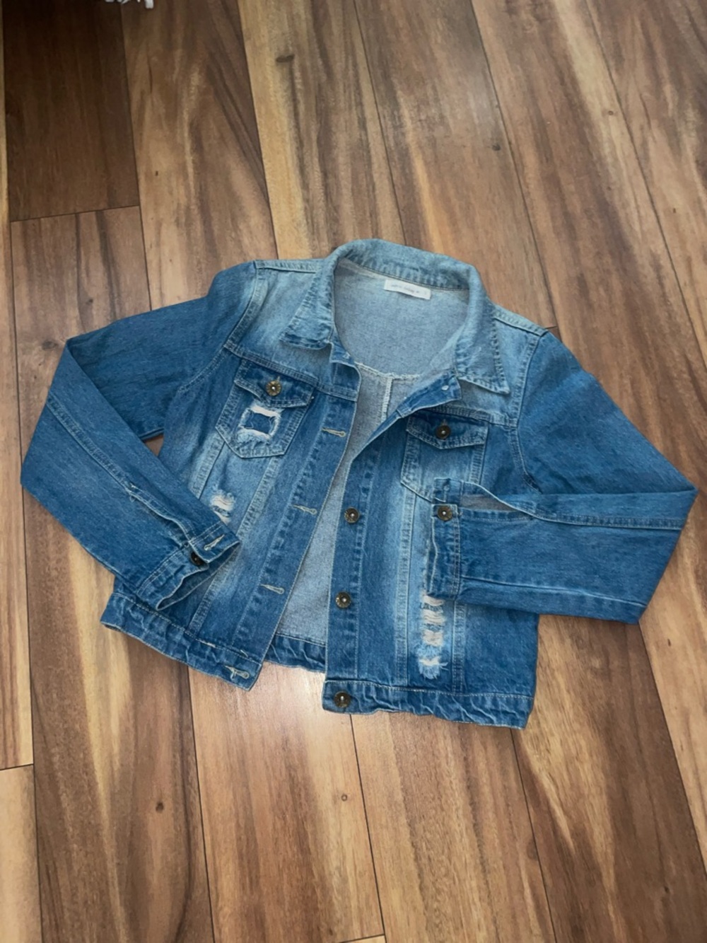 Distressed Blue Denim Jacket - Women's Casual Jean Jacket
